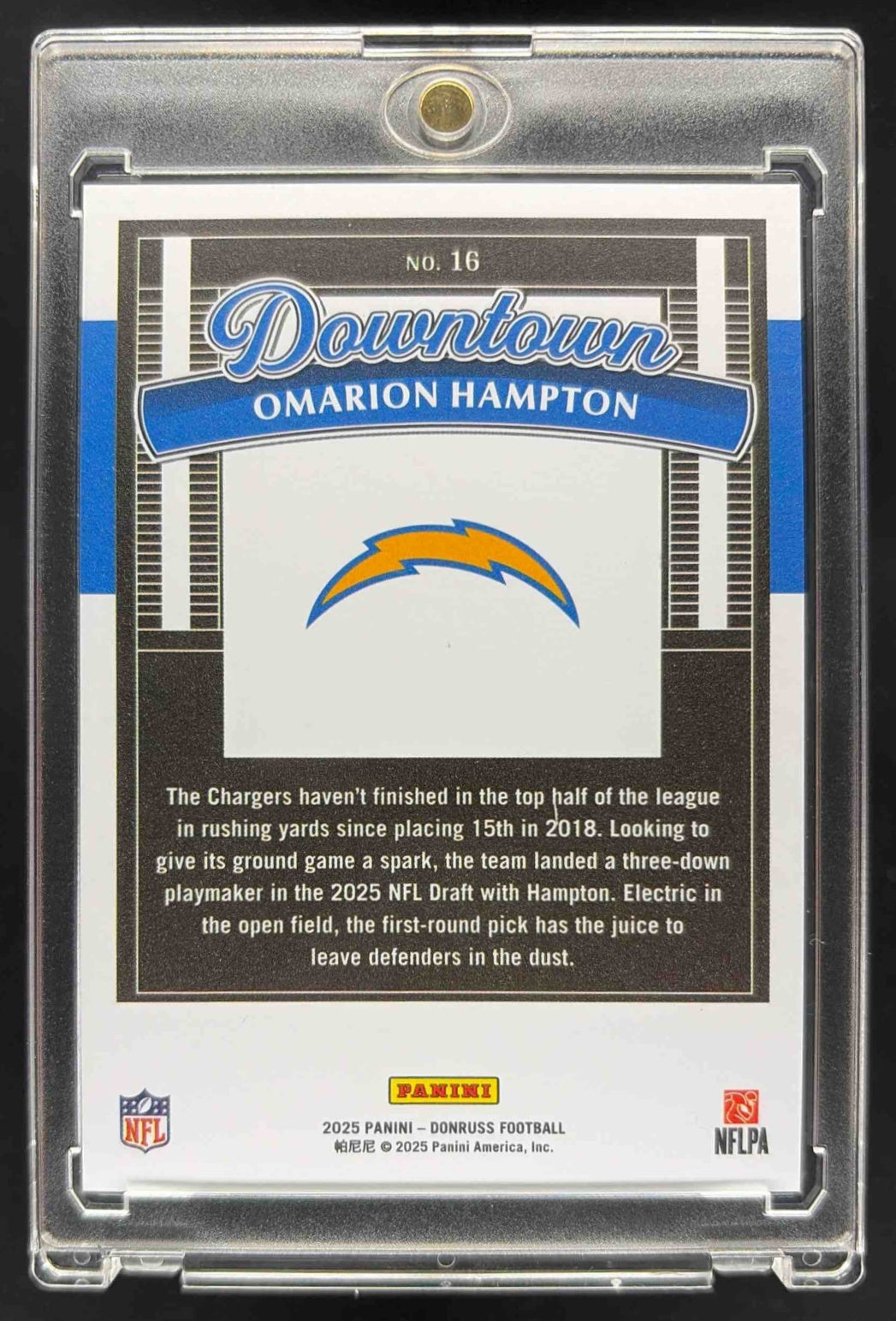 2025 Panini Donruss Omarion Hampton #16 Downtown RC Case Hit