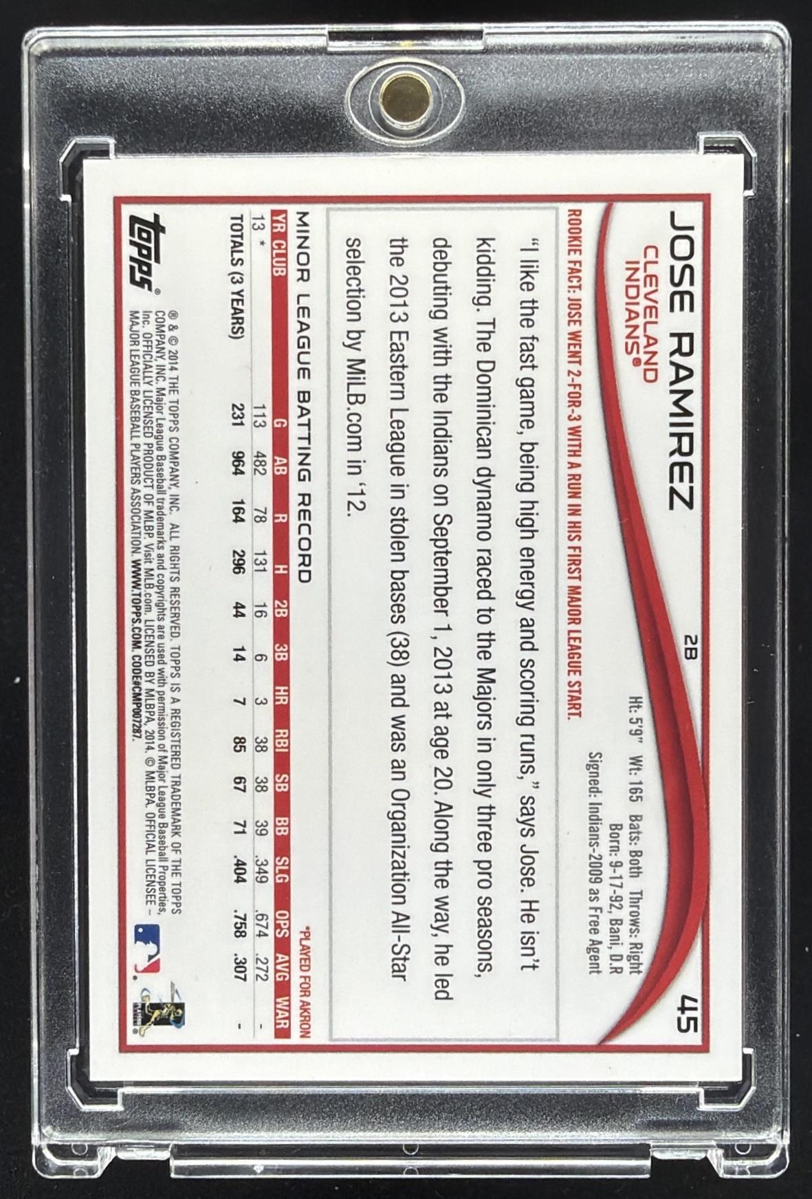 2014 Topps Chrome Jose Ramirez #45 Rookie Auto RC