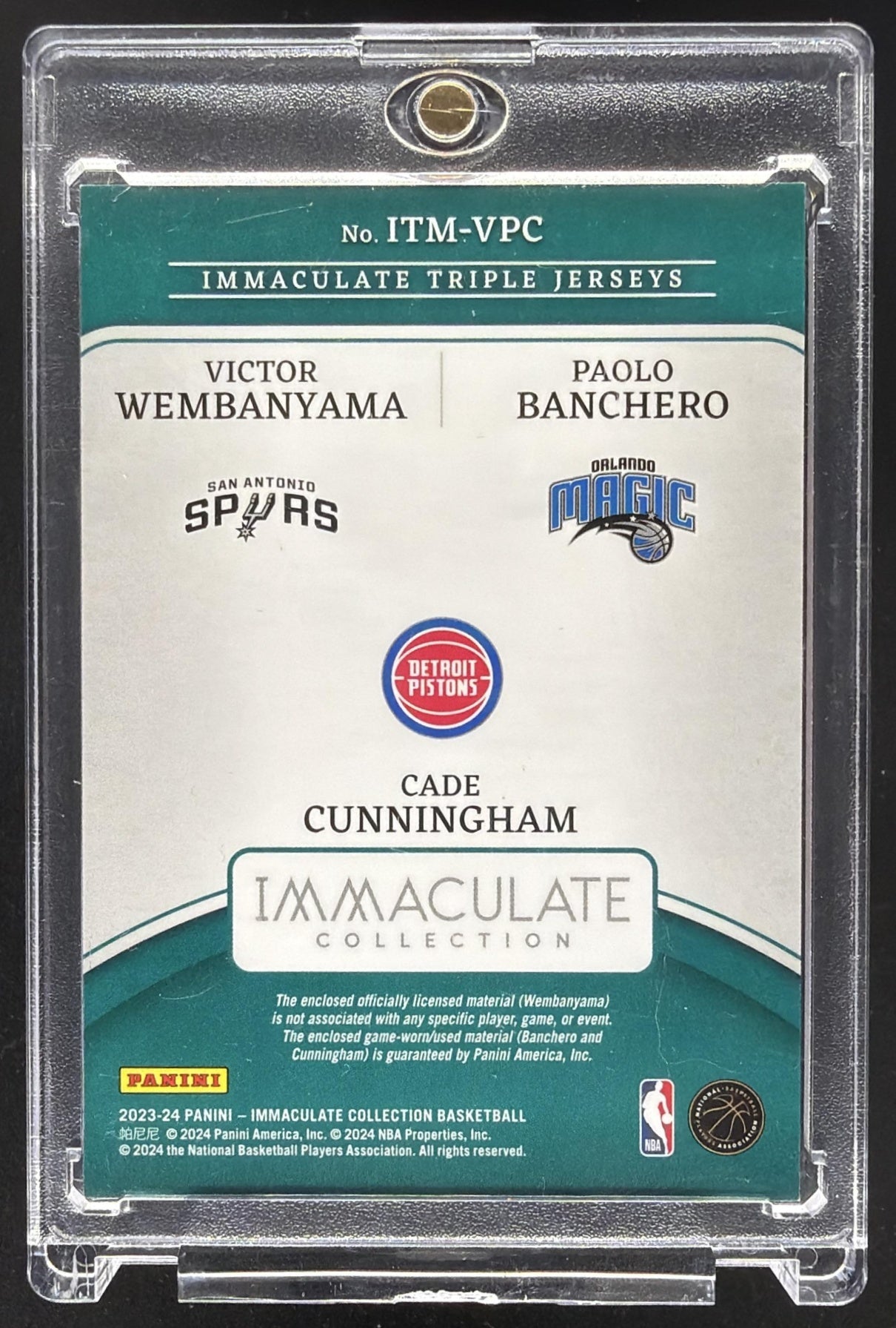 2023-24 Panini Immaculate Wembanyama RC Banchero Cunningham Patch /99