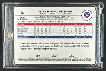 2024 Topps Chrome Pete Crow-Armstrong #16 Green Wave /99 RC Cubs
