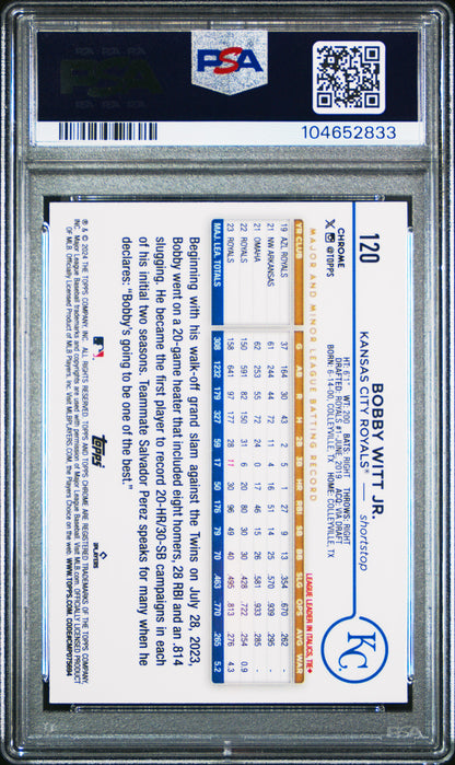 2024 Topps Chrome Bobby Witt Jr. Green Wave 82/99 PSA 10