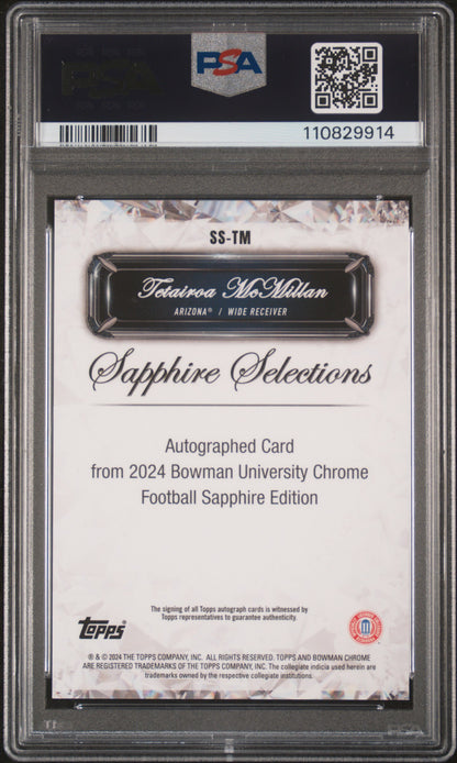 2024 Bowman U Chrome Tetairoa Mcmillan Sapphire Selections Orange Auto /25 PSA 10