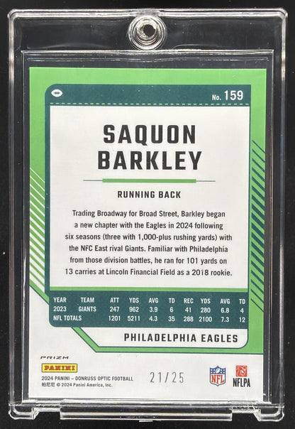 2024 Panini Donruss Optic Saquon Barkley #159 Black Pandora 21/25