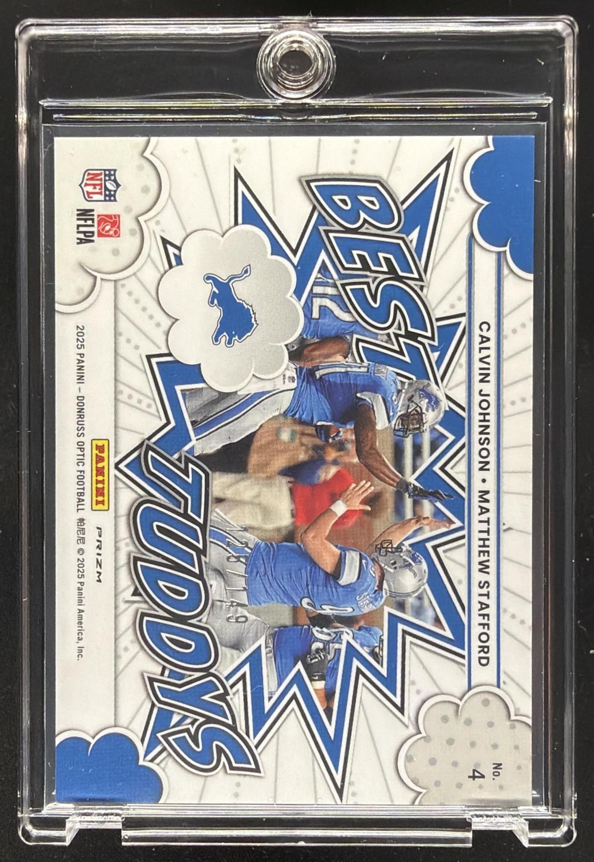2025 Panini Donruss Optic Calvin Johnson Matthew Stafford #4 Black Pandora /149