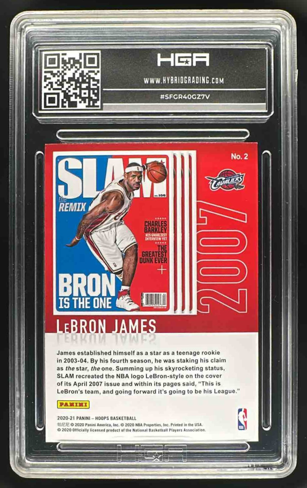2020-21 Panini Hoops LeBron James #2 Slam Holo HGA 9