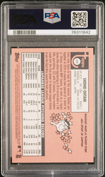 2018 Topps Heritage Shohei Ohtani Rookie PSA 9
