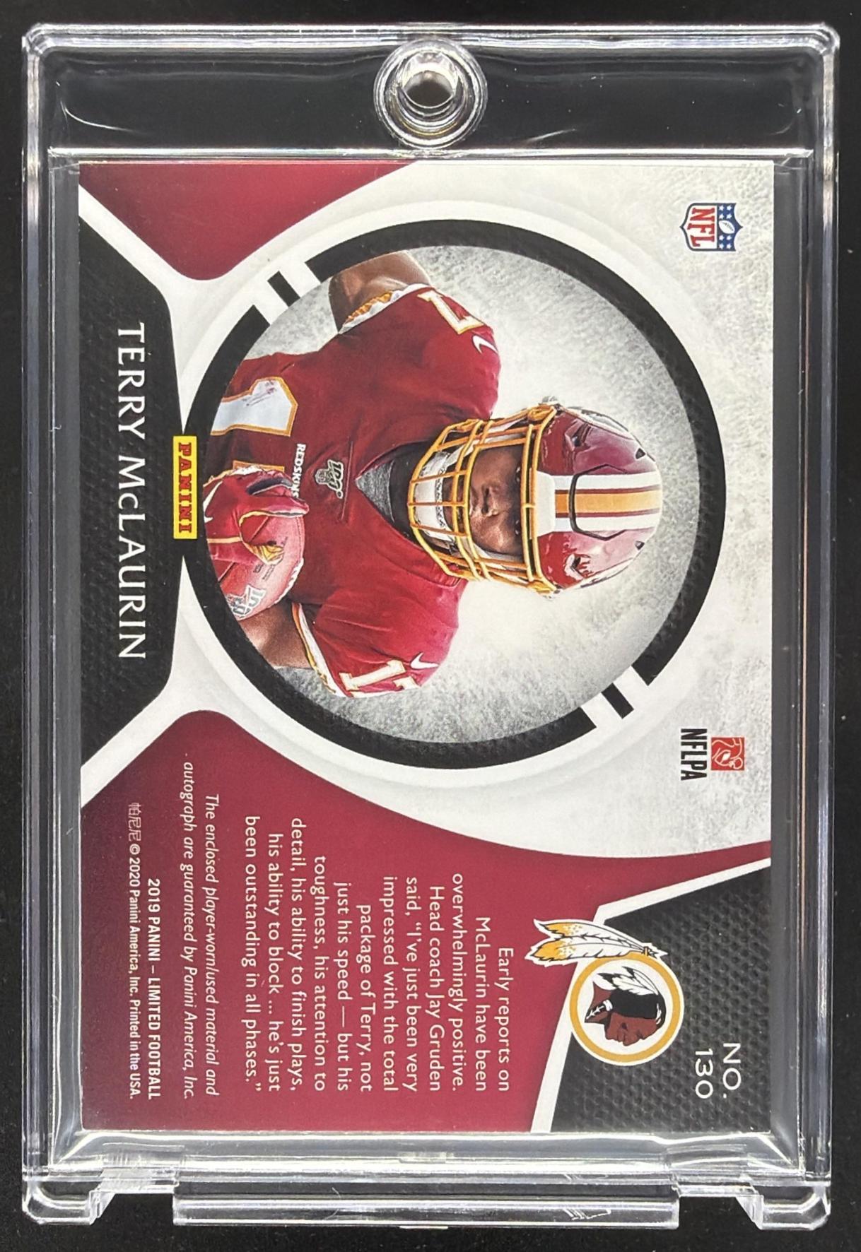 2019 Panini Limited Terry McLaurin #130 Gold Spotlight 33/49 MEM Auto RC