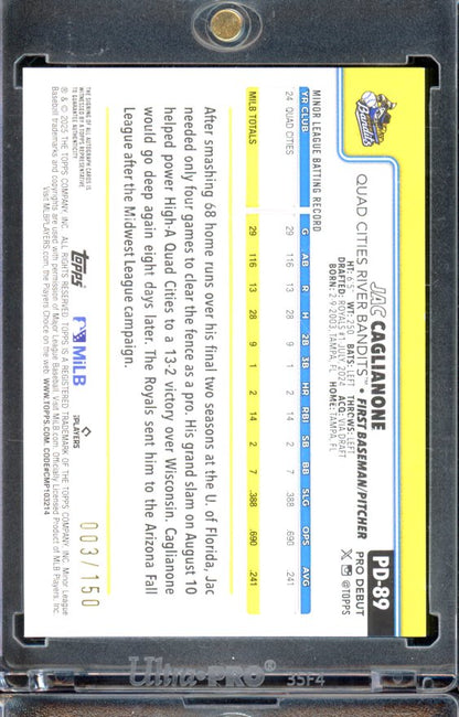 2025 Topps Jac Caglianone Pro Debut Blue Auto /150