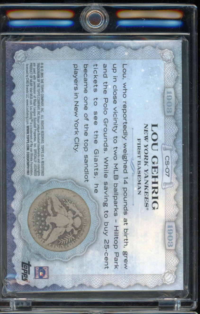 2015 Topps Lou Gehrig 1903 Penny And Stamp /50