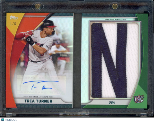 2023 Topps World Baseball Classic Trea Turner 1/6 Booklet Patch Auto