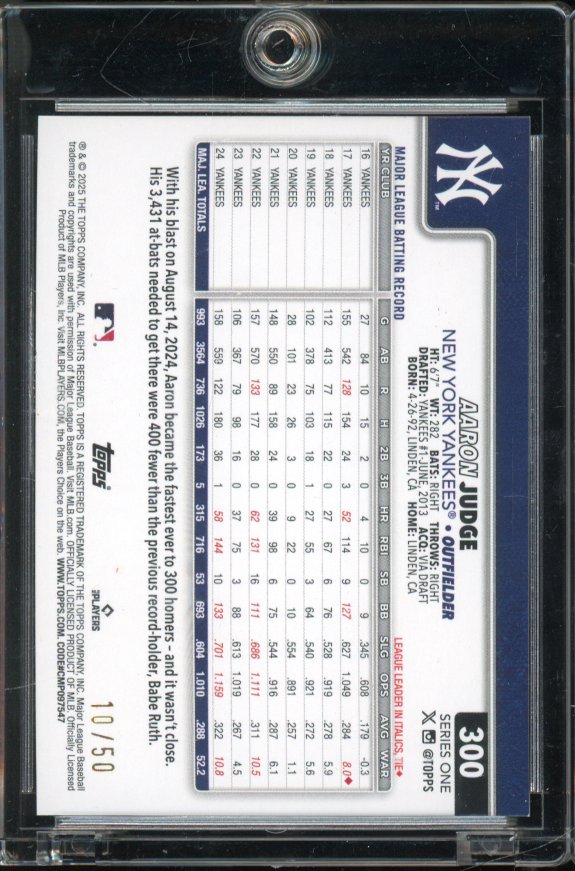 2025 Topps Series One Aaron Judge Gold Foil /50