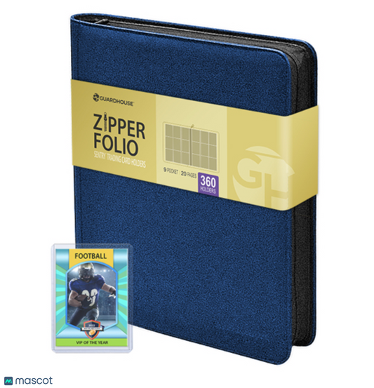 9 Pocket Zipper Folio (Blue)