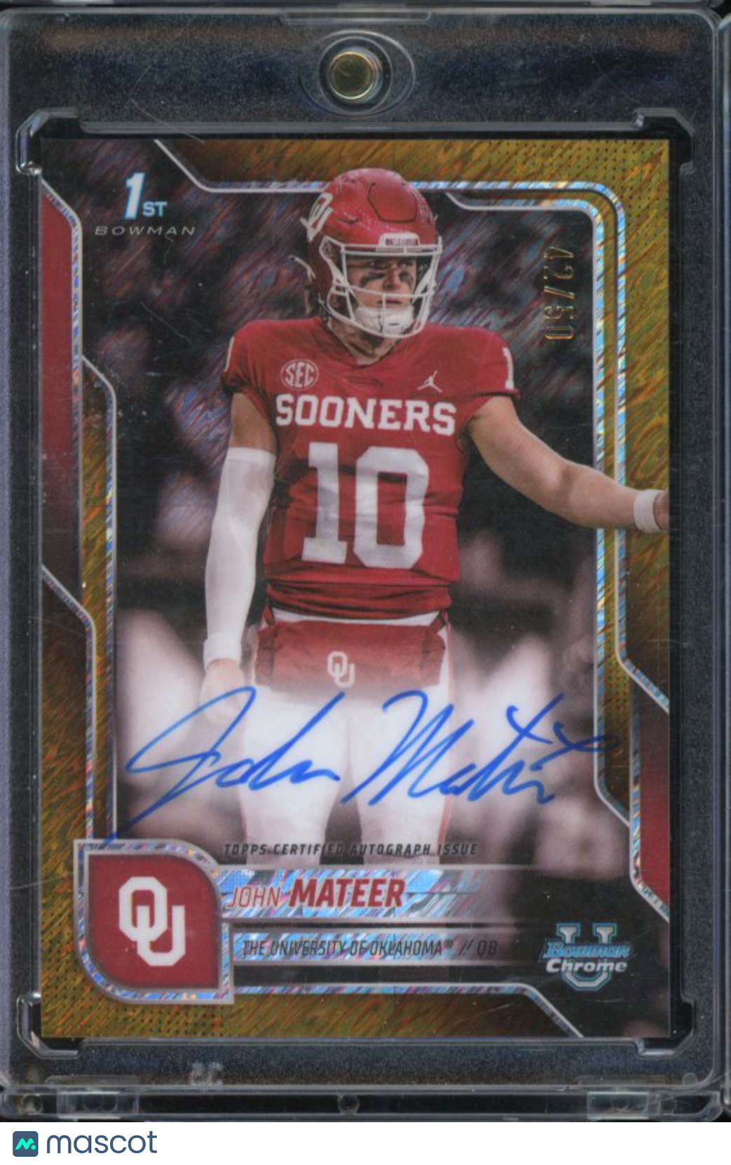 2025 Bowman U Chrome John Mateer Gold Shimmer Auto /50