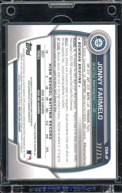 2023 Bowman Chrome Jonny Farmelo Black /75 1st Auto