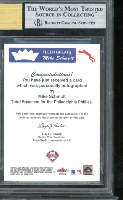 2002 Greats Of The Game Mike Schmidt Auto BGS 9/9