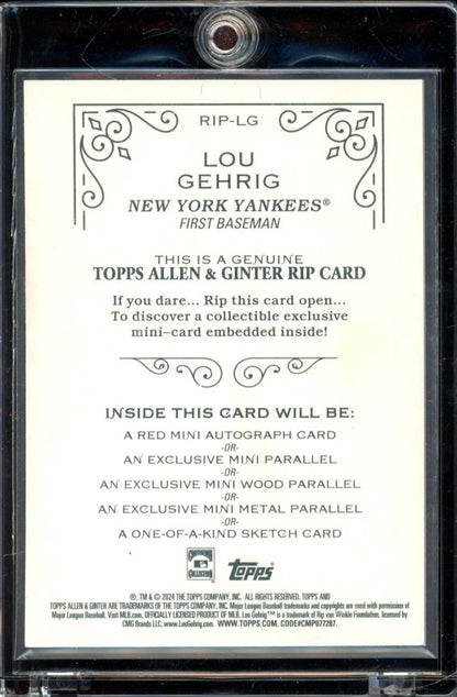 2024 Allen & Ginter Lou Gehrig Rip Card /199