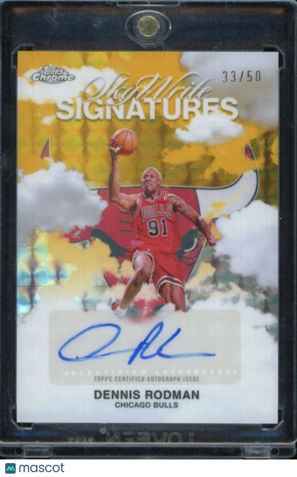 2025-26 Topps Chrome Dennis Rodman Skywrite Signatures Gold Auto /50