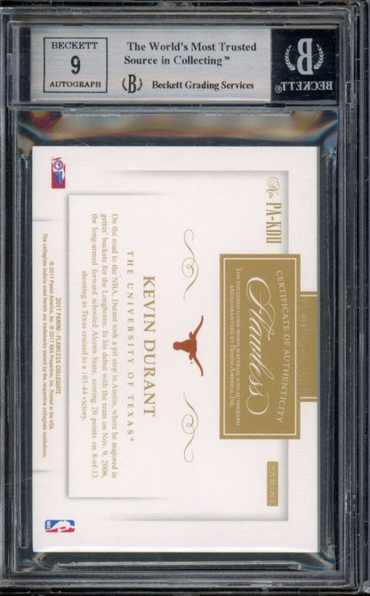 2017-18 Flawless Kevin Durant Collegiate GU Patch Auto Sapphire /15 BGS 9