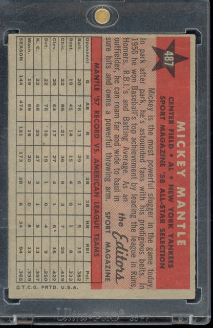 1958 Topps Mickey Mantle All Star #487