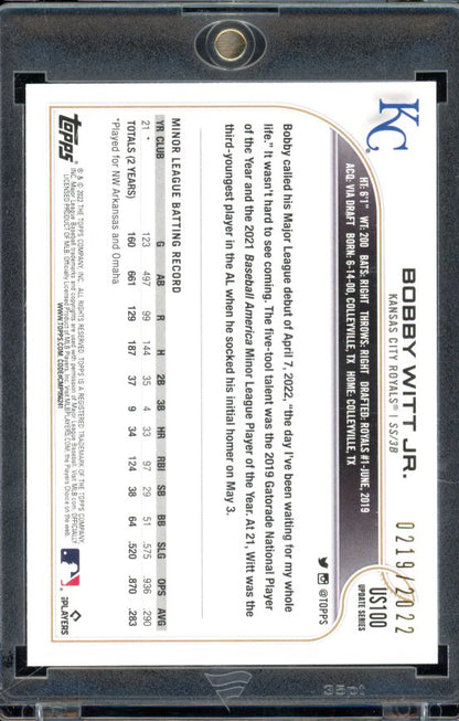 2022 Topps Update Bobby Witt Gold Rookie /2022 US100