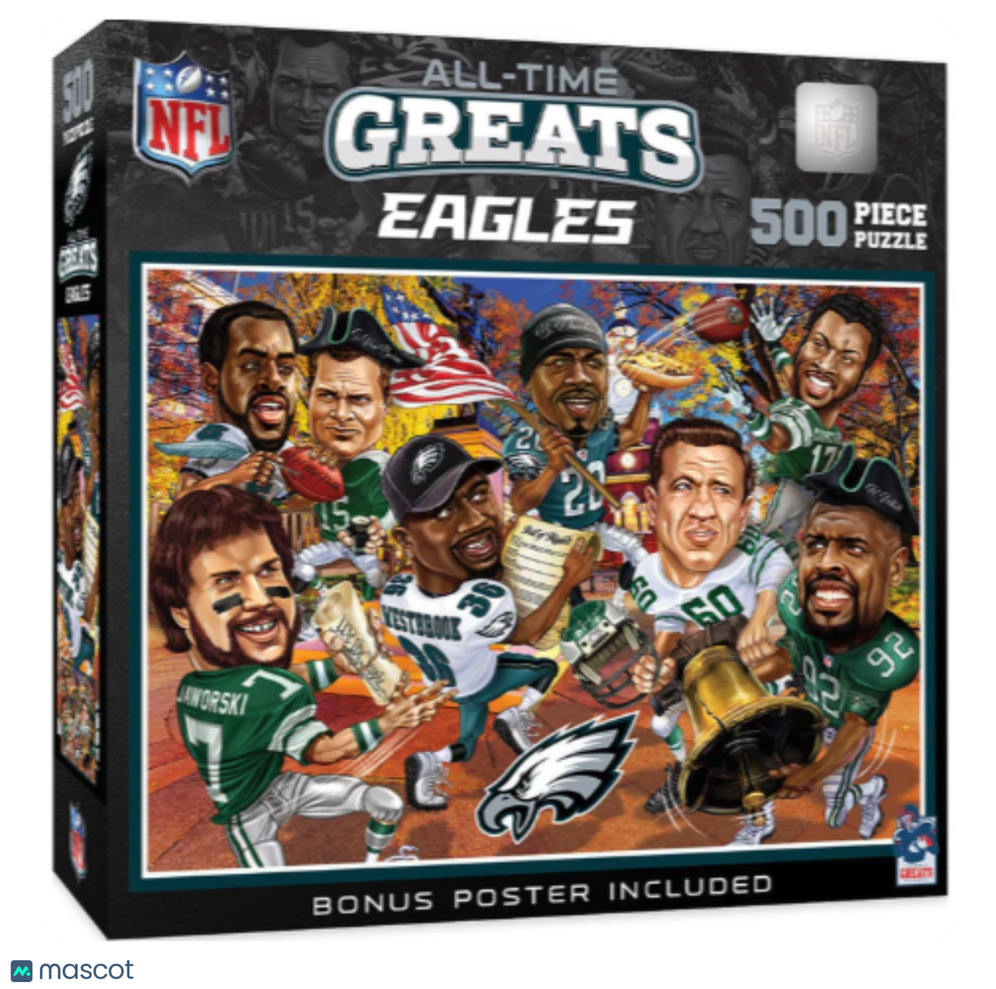 Philadelphia Eagles All-Time Greats 500 PC Puzzle w/ Poster