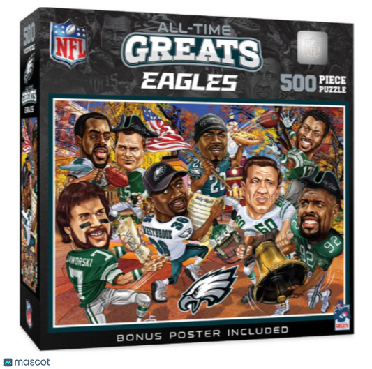 Philadelphia Eagles All-Time Greats 500 PC Puzzle w/ Poster