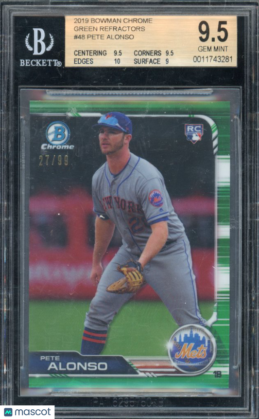 2019 Bowman Chrome Pete Alonso Green Rookie /99 BGS 9.5