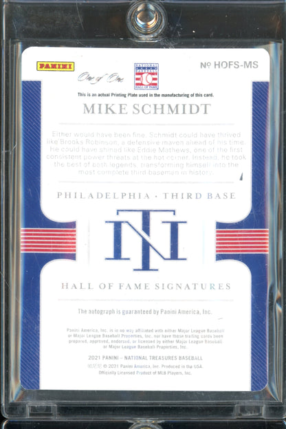 2020 National Treasures Mike Schmidt Auto Printing Plate 1/1
