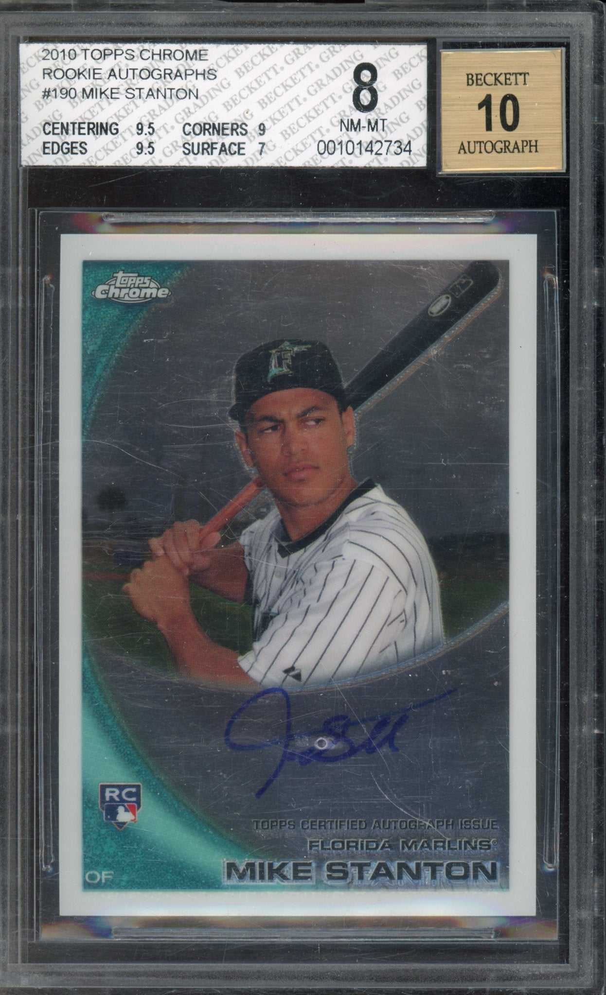 2010 Topps Chrome Mike Gincarlo Stanton Rookie Auto BGS 8/10