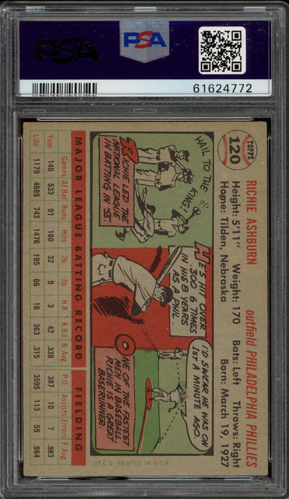 1956 Topps Richie Ashburn PSA 5 Gray Back