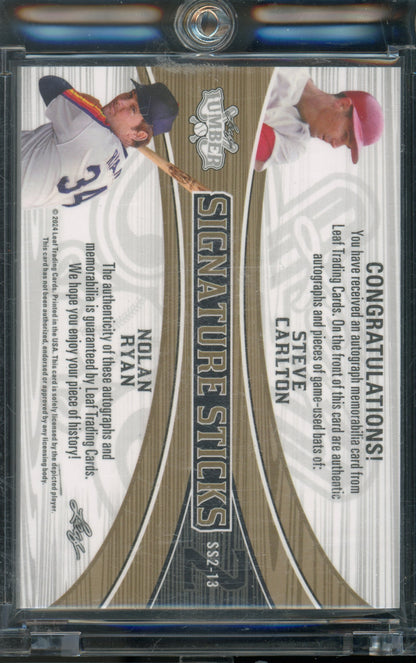 2024 Leaf Lumber Steve Carlton Nolan Ryan Dual Bat Relic Auto /5