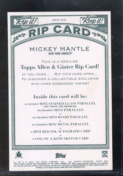 2024 Allen & Ginter Mickey Mantle Jumbo Triple Rip 18/99