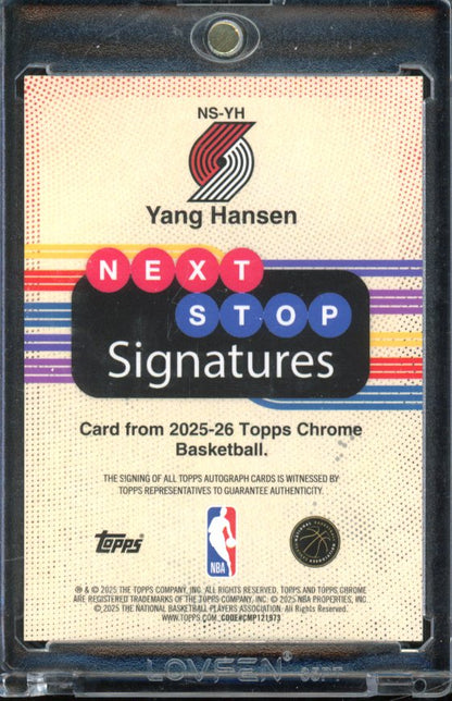 2025-26 Topps Chrome Yang Hansen Purple Next Stop Rookie Auto /75