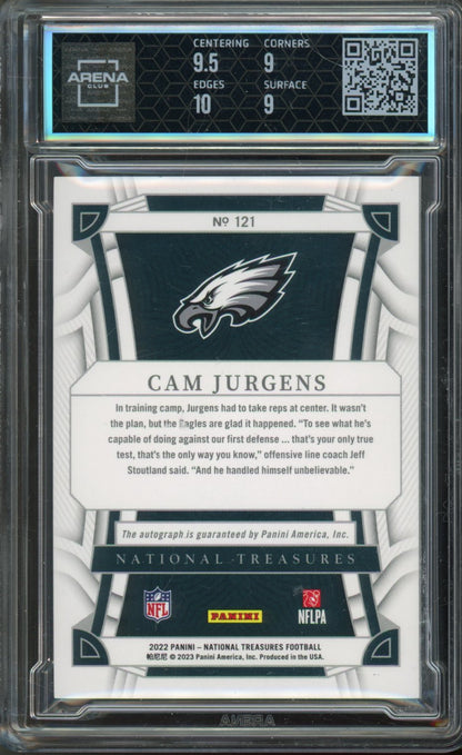 2022 National Treasures Cam Jurgens Auto /99 Arena Club 9.5 Auto 10 RC