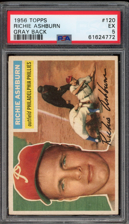 1956 Topps Richie Ashburn PSA 5 Gray Back