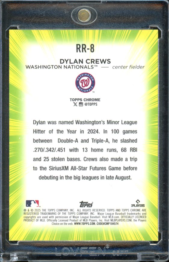 2025 Topps Chrome Cosmic Dylan Crews Radiating Rookies