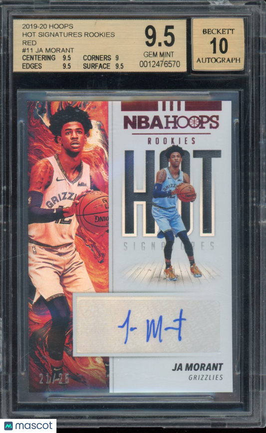 2019-20 Hoops Ja Morant Hot Rookies Auto /25 BGS 9.5/10