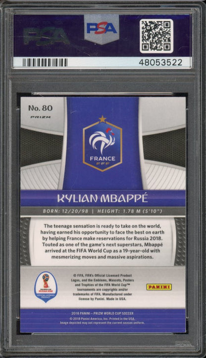 2018 Prizm WC Kylian Mbappe Black Gold Wave PSA 9