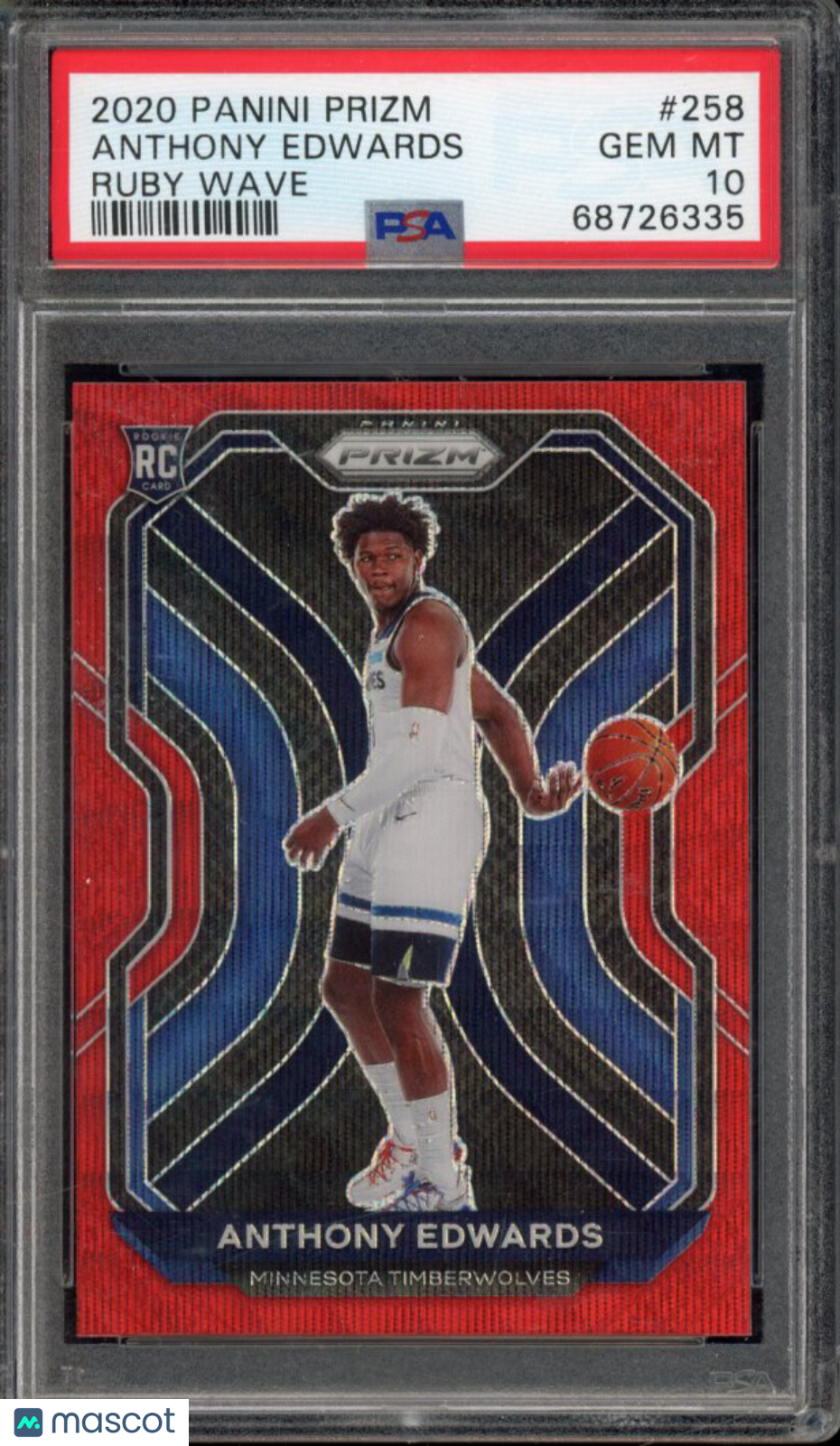 2020-21 Prizm Anthony Edwards Ruby Wave Rookie PSA 10