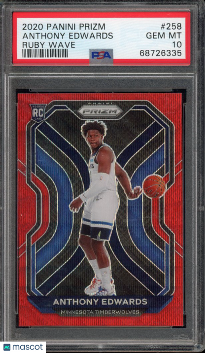 2020-21 Prizm Anthony Edwards Ruby Wave Rookie PSA 10