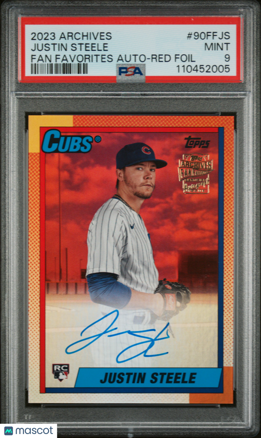 2023 Archives Justin Steele Fan Favorites Auto Red Foil 05/10 PSA 9 RC
