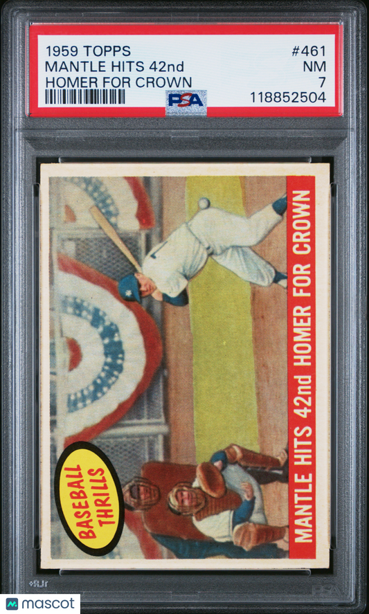1959 Topps Mickey Mantle 42nd Homer #461 PSA 7