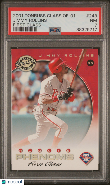 2001 Donruss Jimmy Rollins First Class Rookie 1/50 PSA 7 POP 1