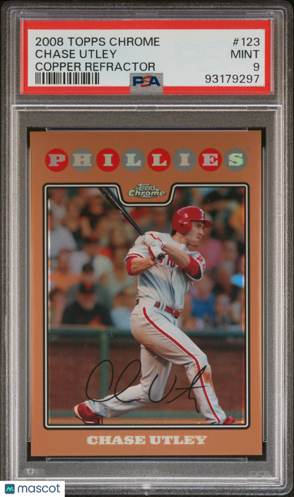 2008 Topps Chrome Chase Utley #123 Copper Refractor 491/599 PSA 9