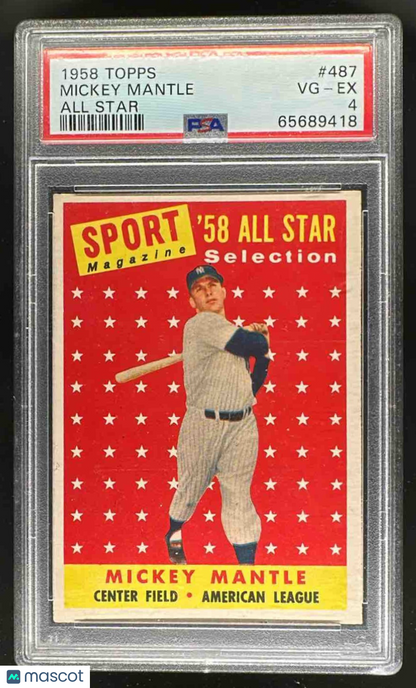 1958 Topps Mickey Mantle #487 PSA 4