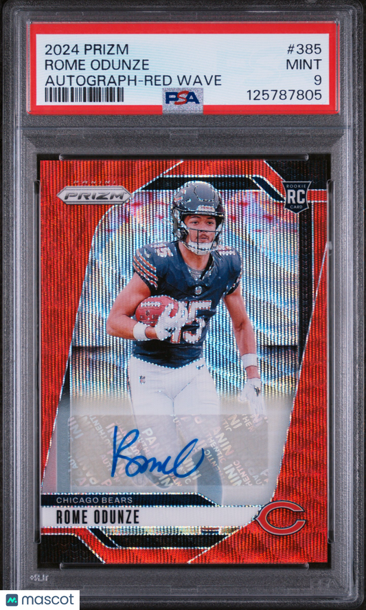 2024 Prizm Rome Odunze Red Wave Auto /149 Rookie PSA 9