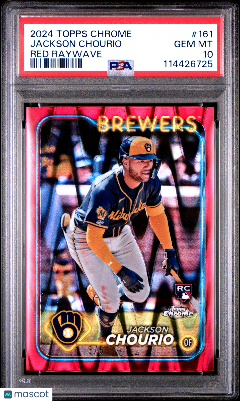 2024 Topps Chrome Jackson Chourio Red Raywave Rookie /5 PSA 10
