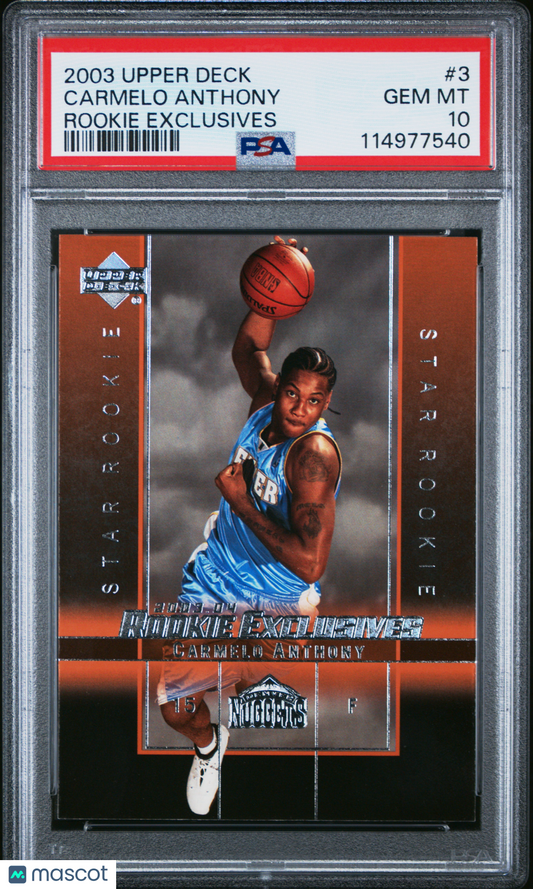 2003-04 Upper Deck Carmelo Anthony Rookie Exclusives PSA 10