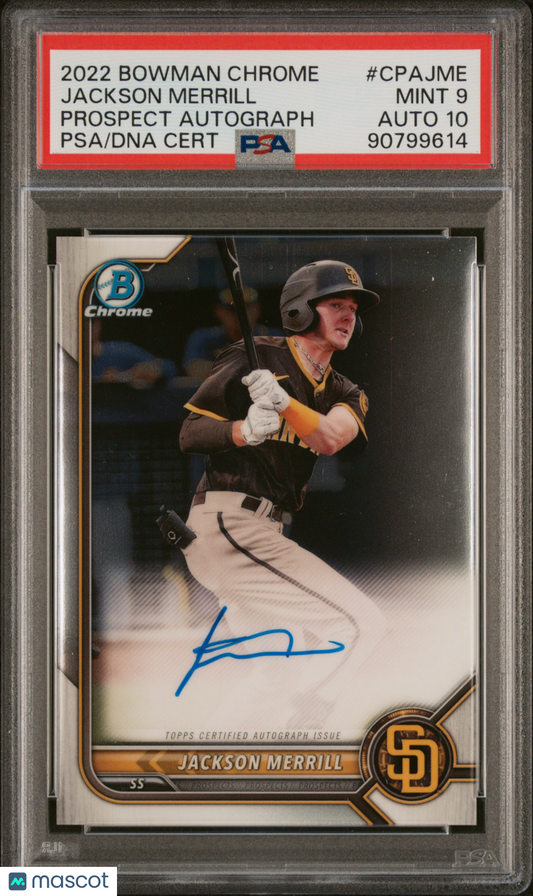 2022 Bowman Chrome Jackson Merrill #CPA-JME Prospect Auto PSA 9