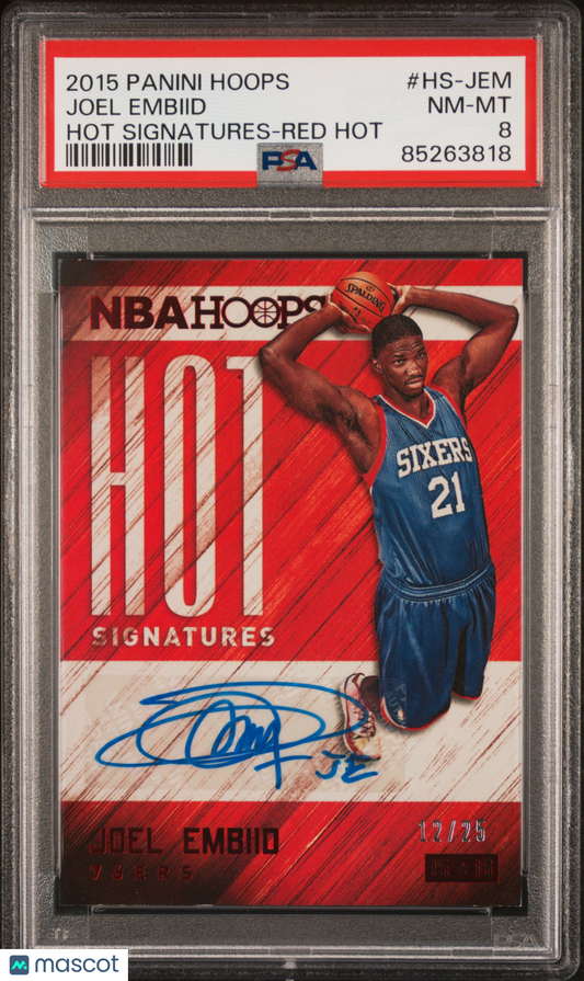 2015-16 Hoops Joel Embiid Hot Signatures Auto /25 PSA 8